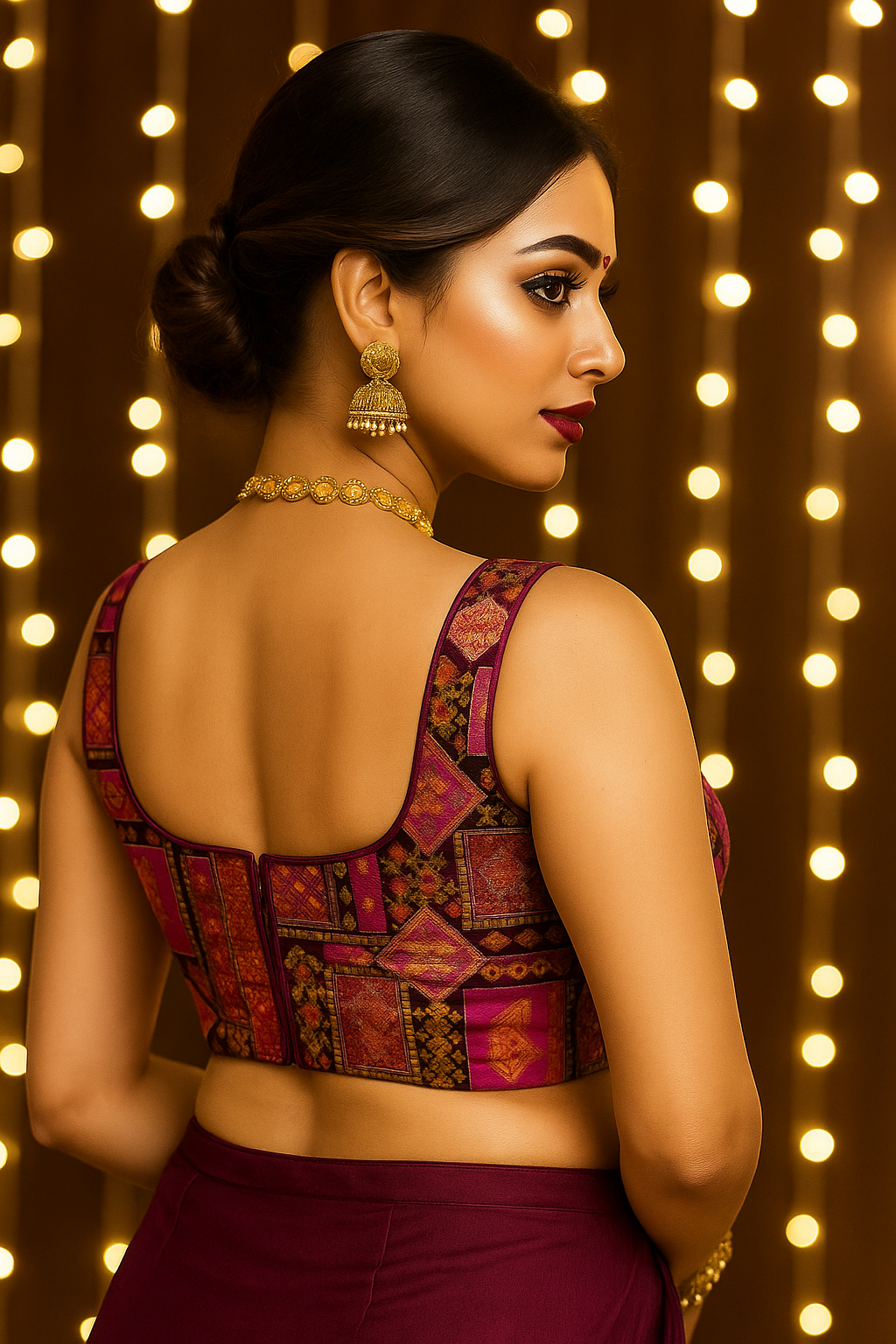 Purple raw silk festive blouse