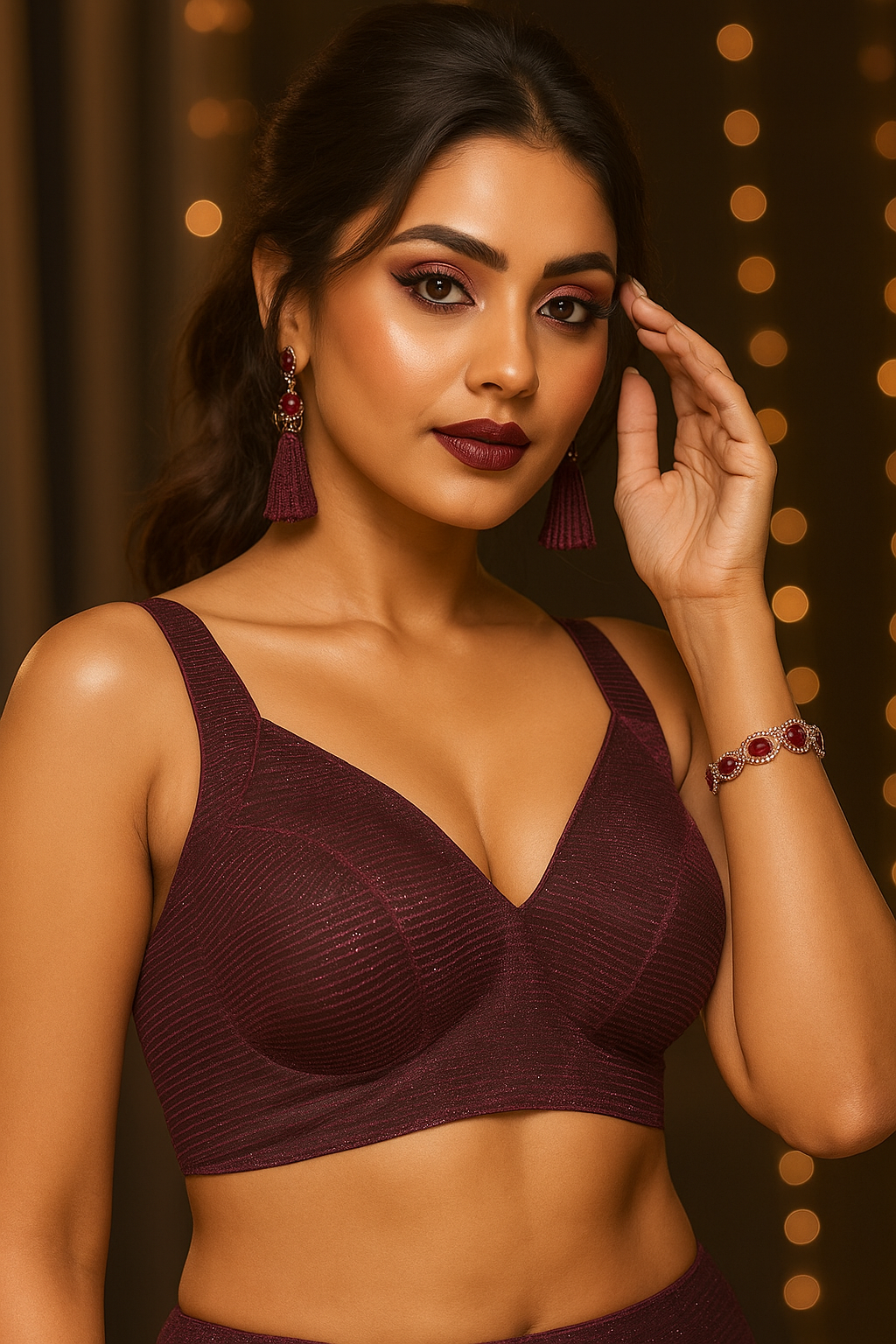 Purple shimmer sleeveless blouse
