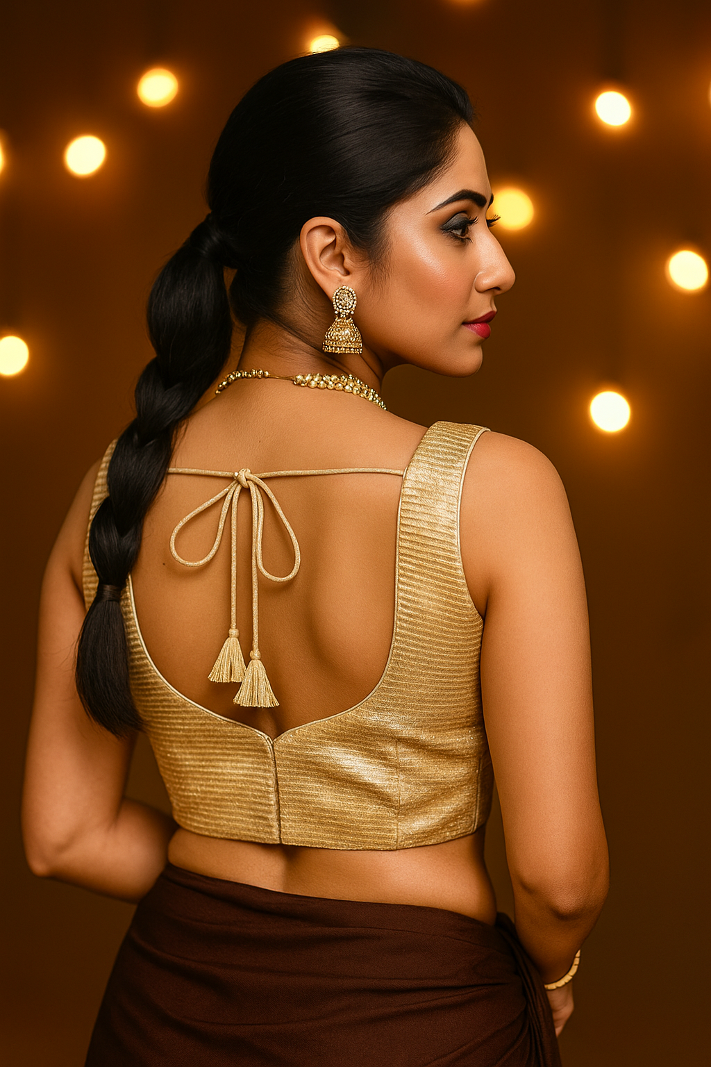 Peach shimmer sleeveless blouse