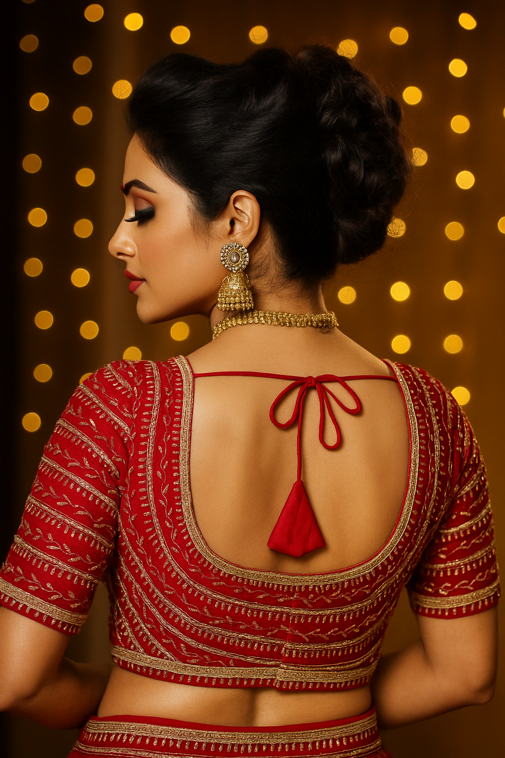 Blood red sequin embroidered blouse