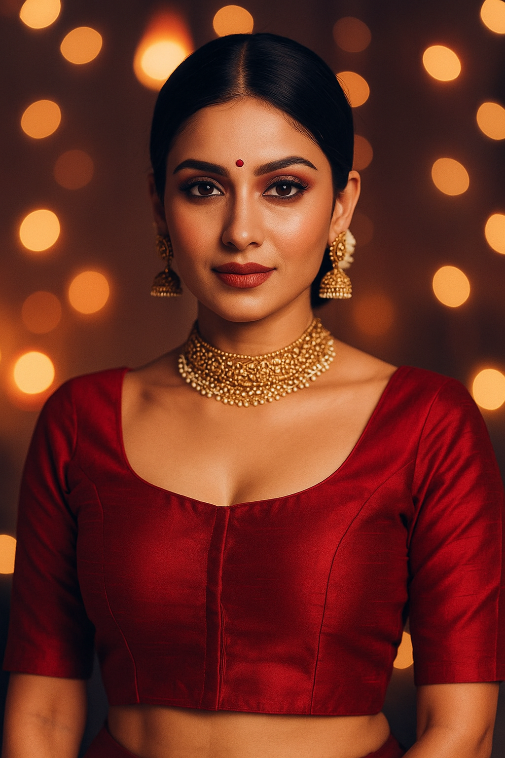 Dark maroon sleeved blouse
