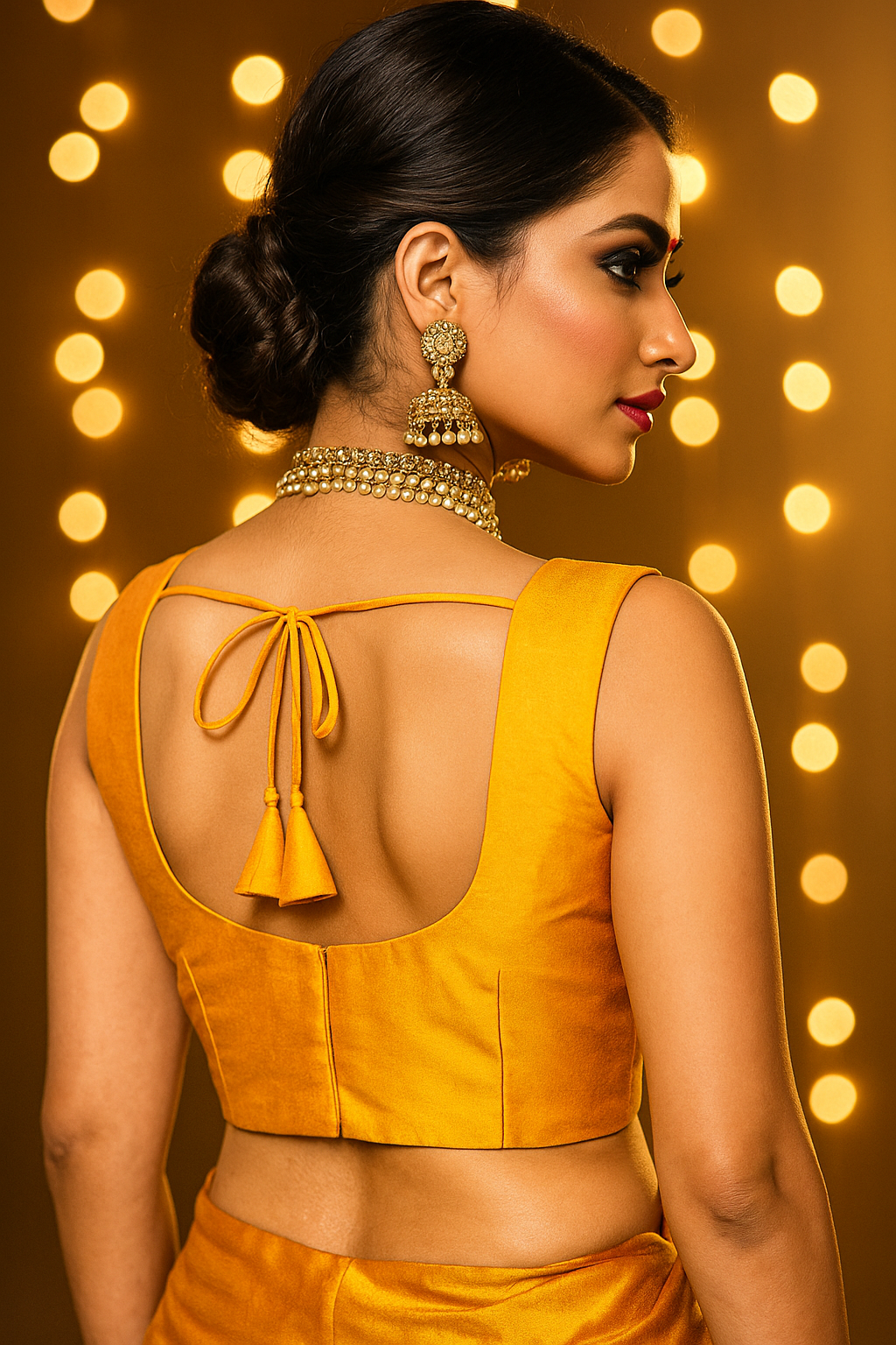 Haldi yellow silk blouse