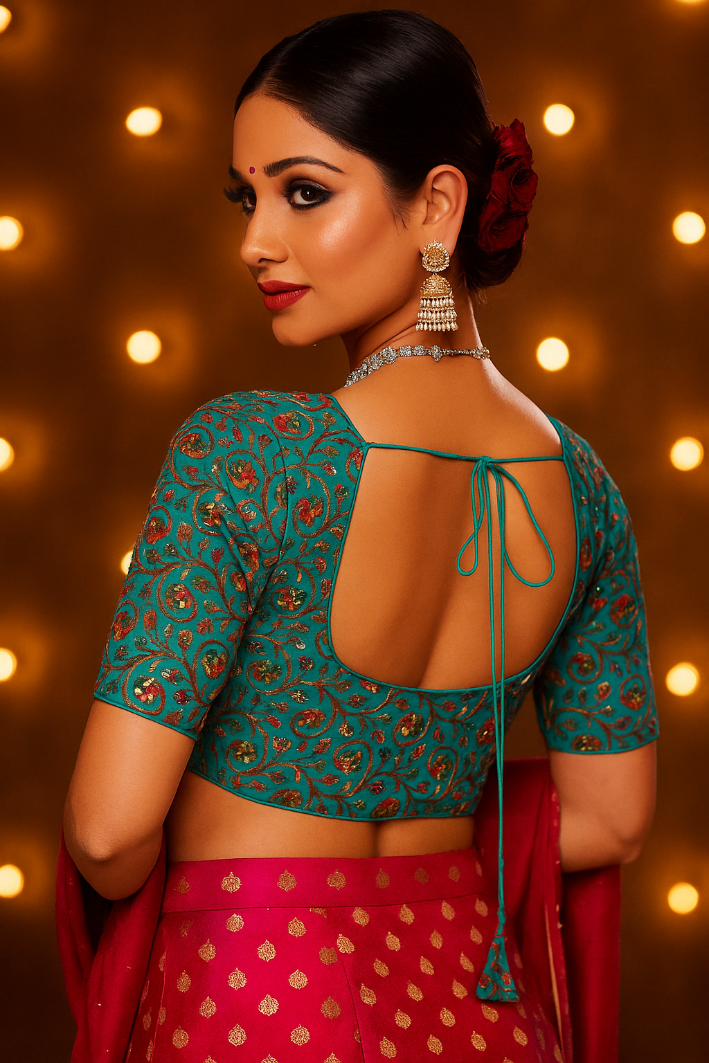 Rama green embroidered blouse