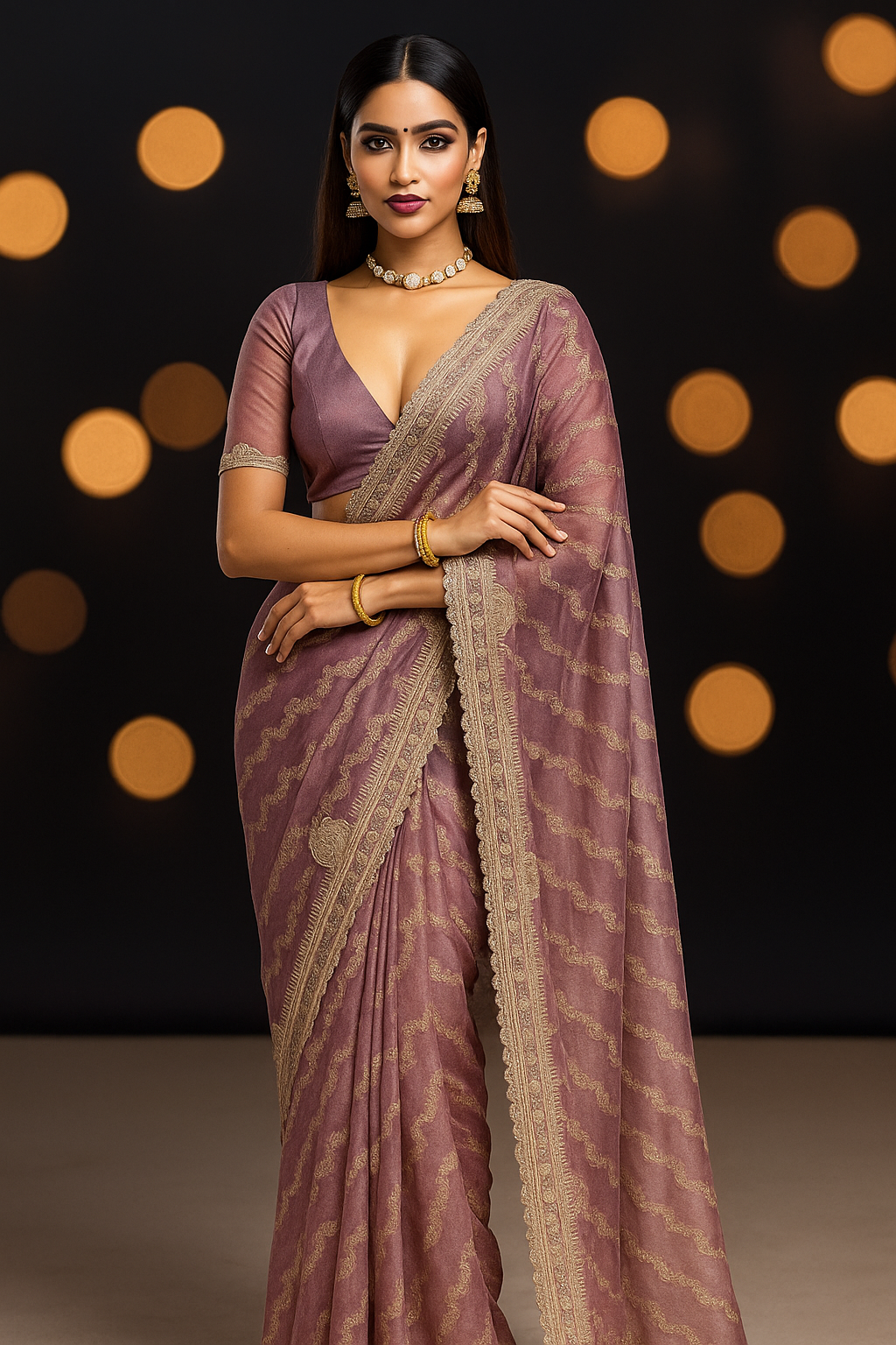 Purple Art Silk Saree with extensive zari work