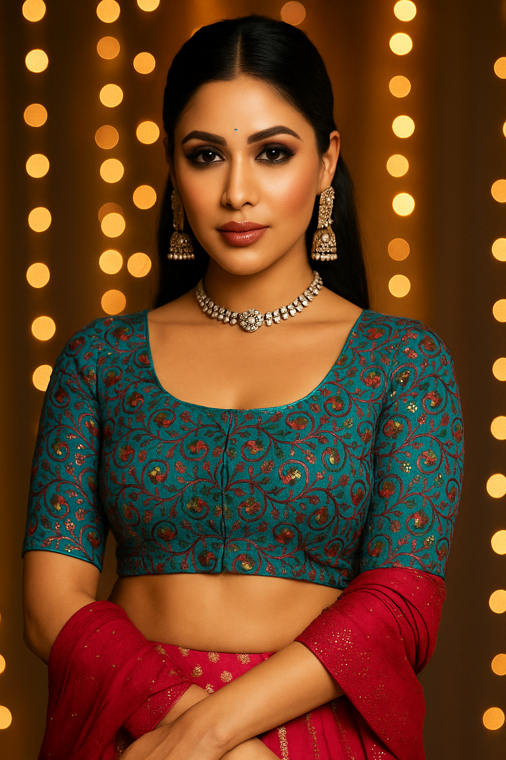 Rama green embroidered blouse