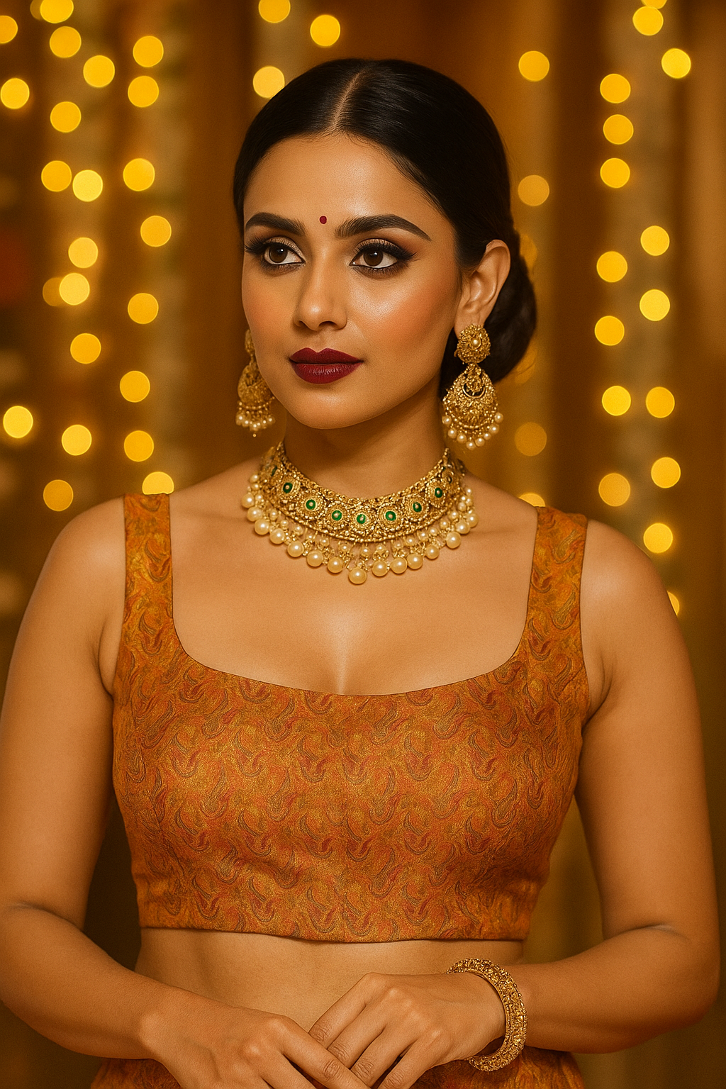 Mustard yellow silk blouse