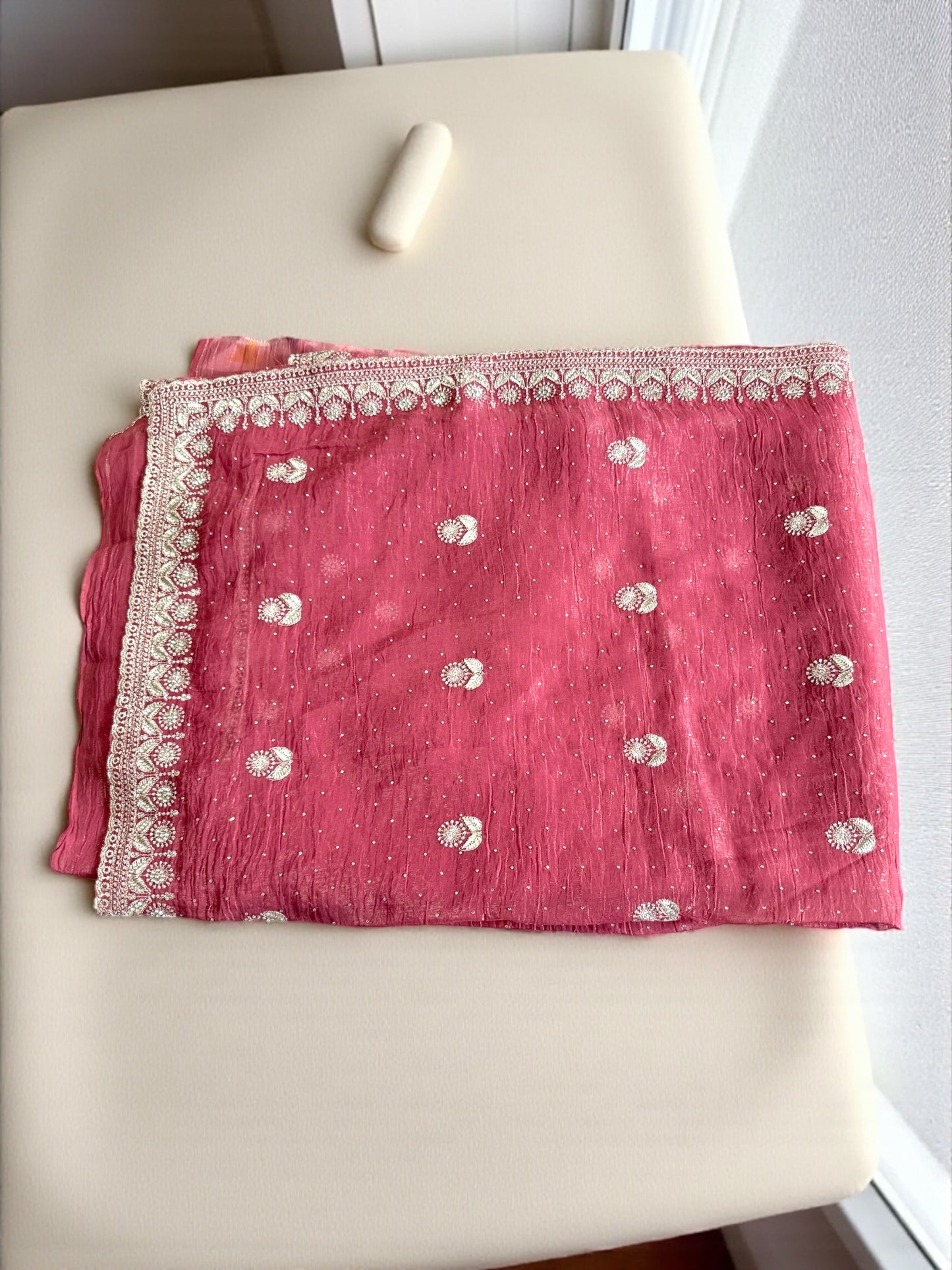 Onion Pink Chiffon Silk Saree