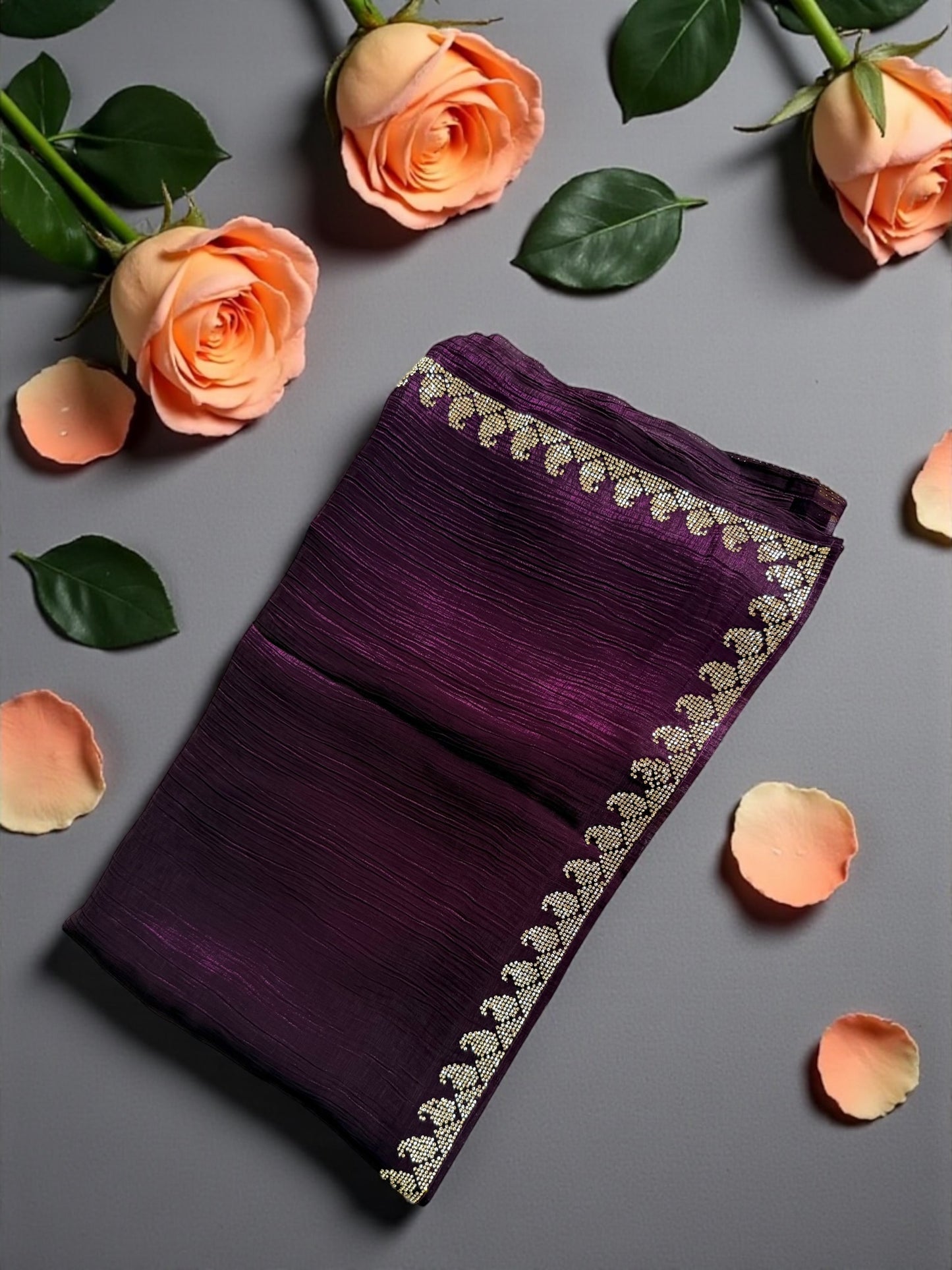 Wine Chiffon Saree