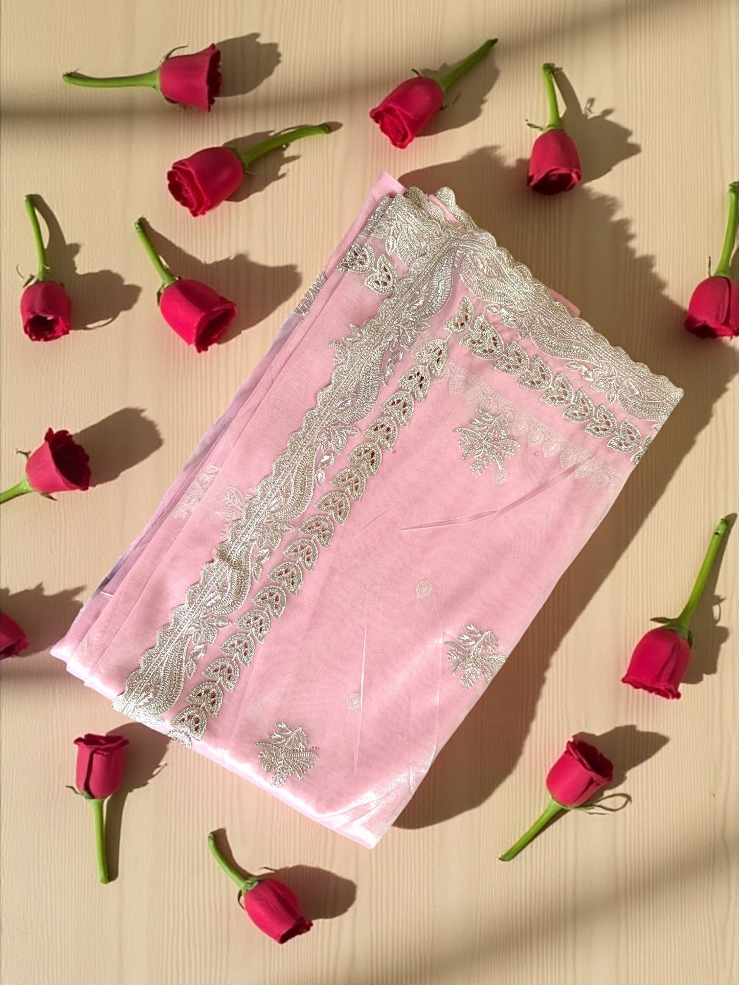 Pink Organza Saree