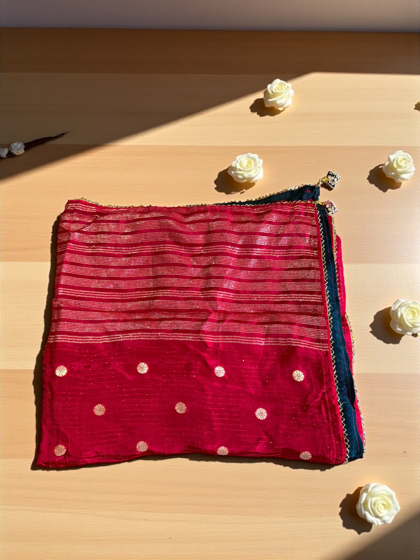 Rani Pink and Navy Silk Saree
