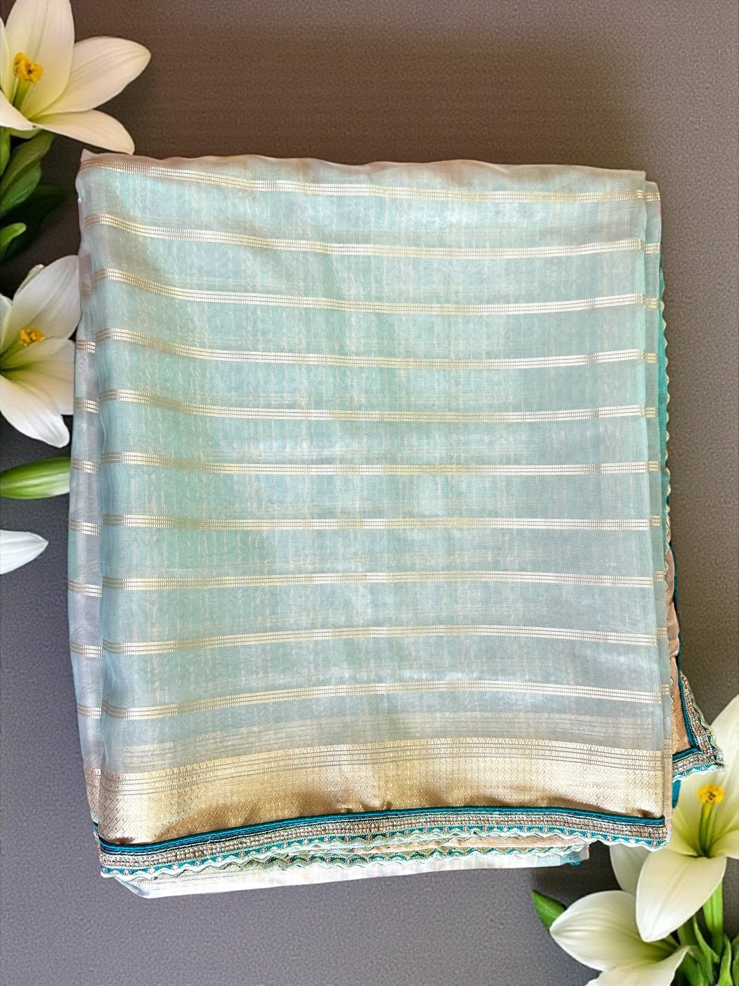 Sea Green Organza Saree