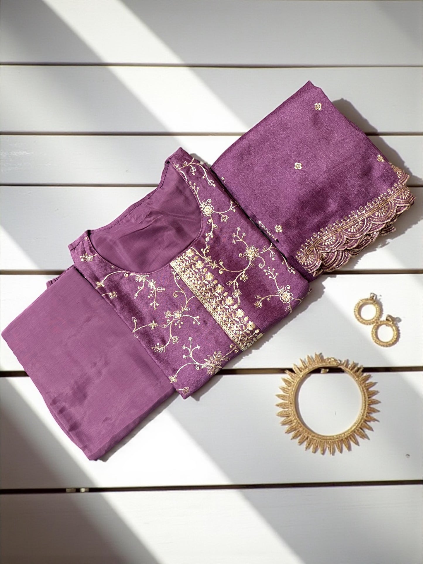 Lavender Silk Stitched Salwar Suit
