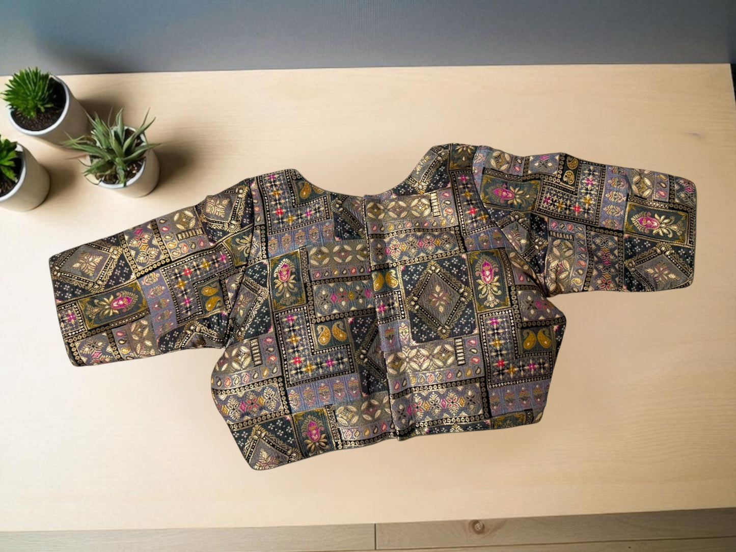 Steel grey designer blouse