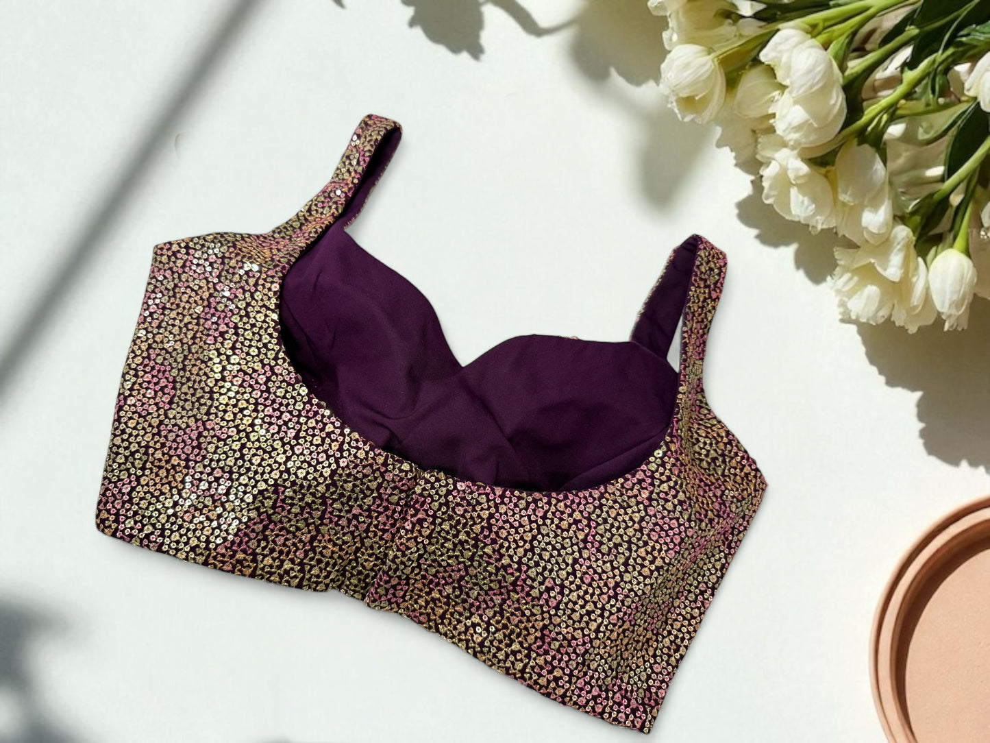 Plum sequin embroidered blouse