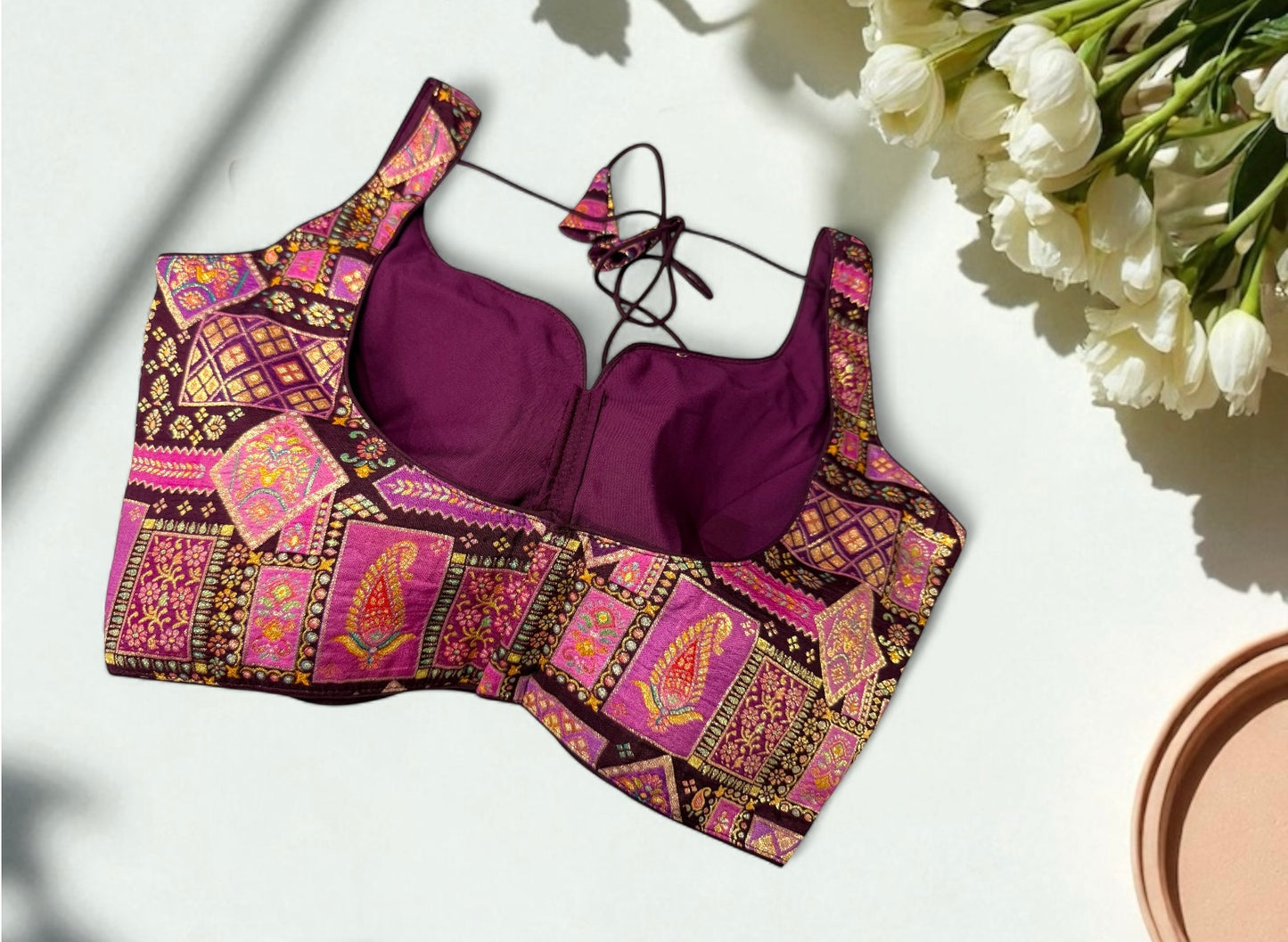 Purple raw silk festive blouse