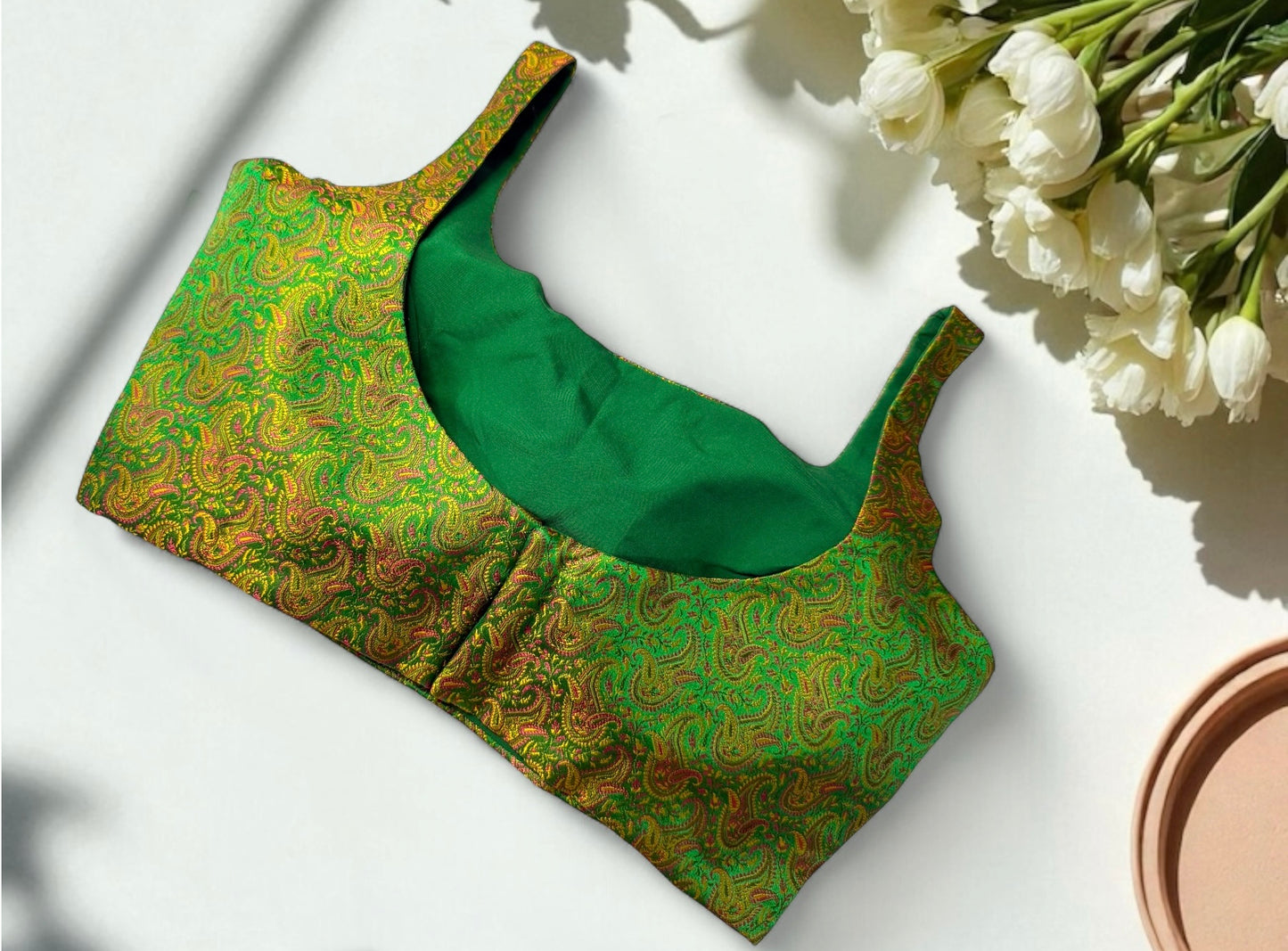 Green silk blouse