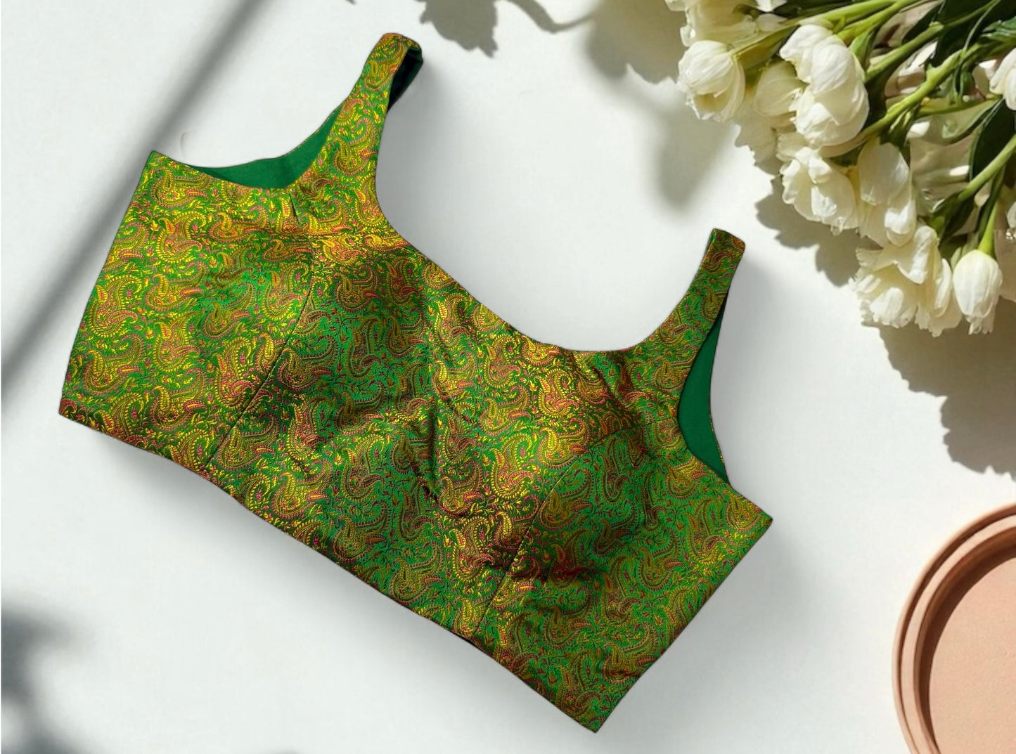 Green silk blouse