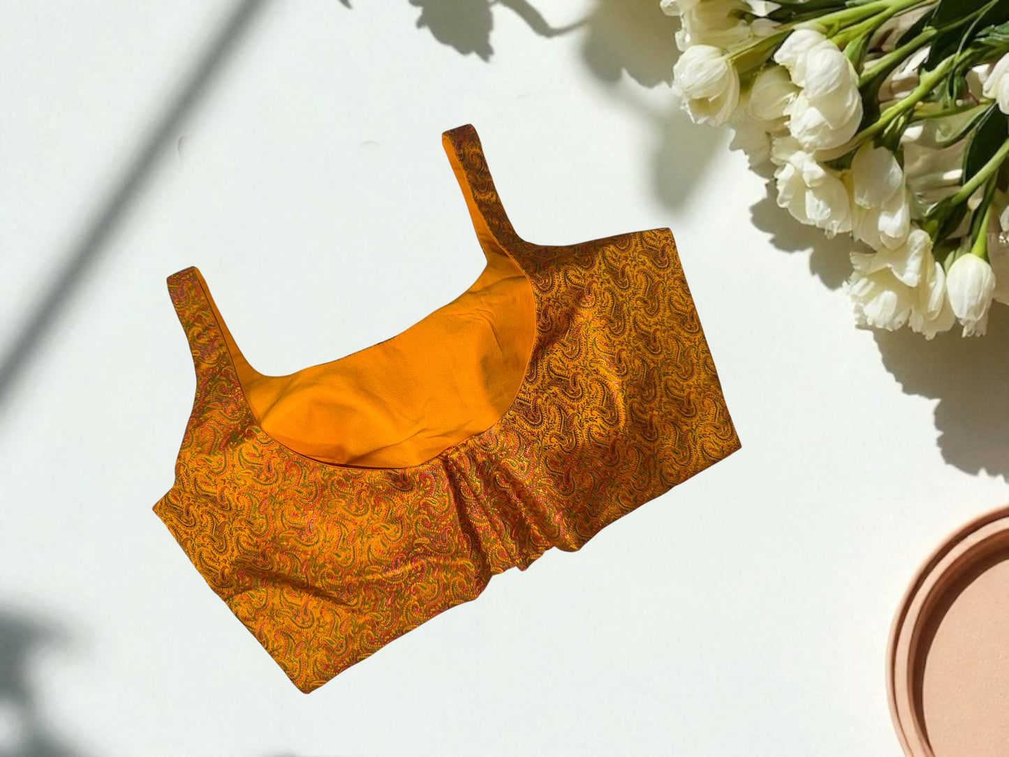 Mustard yellow silk blouse