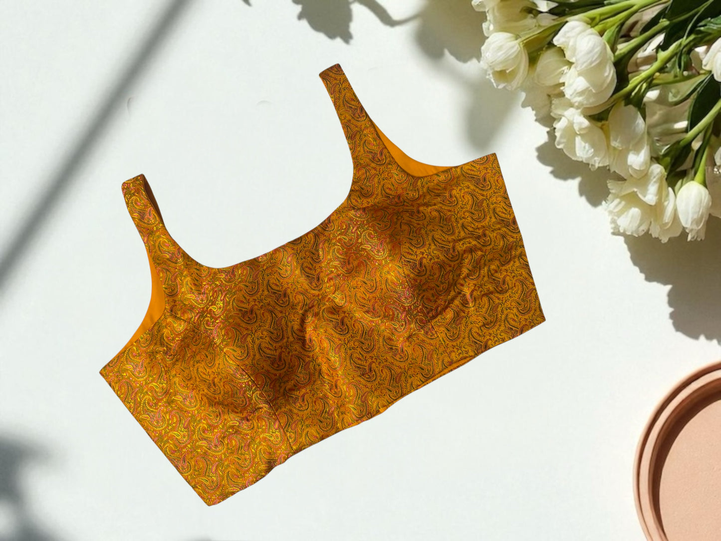 Mustard yellow silk blouse