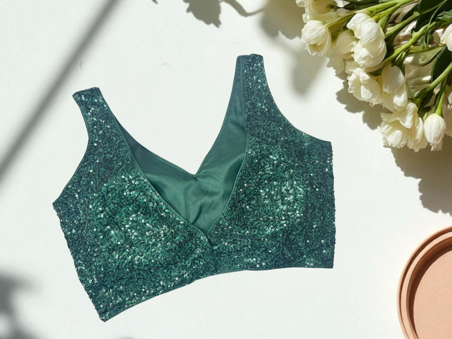 Dark green sequin blouse