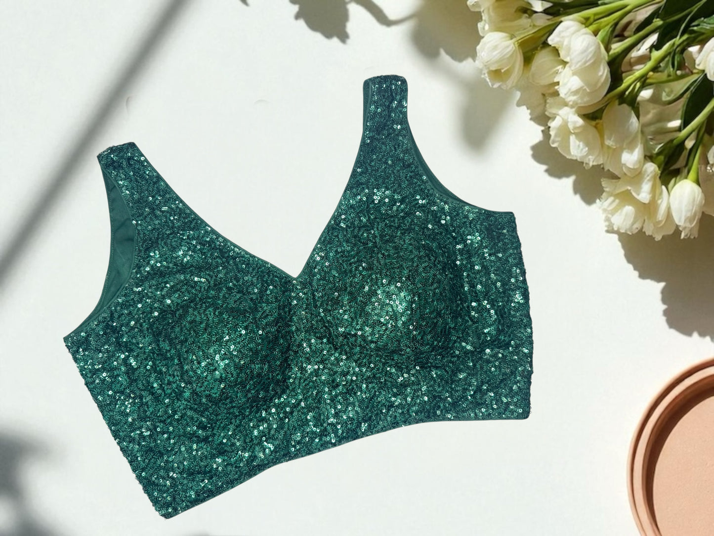 Dark green sequin blouse