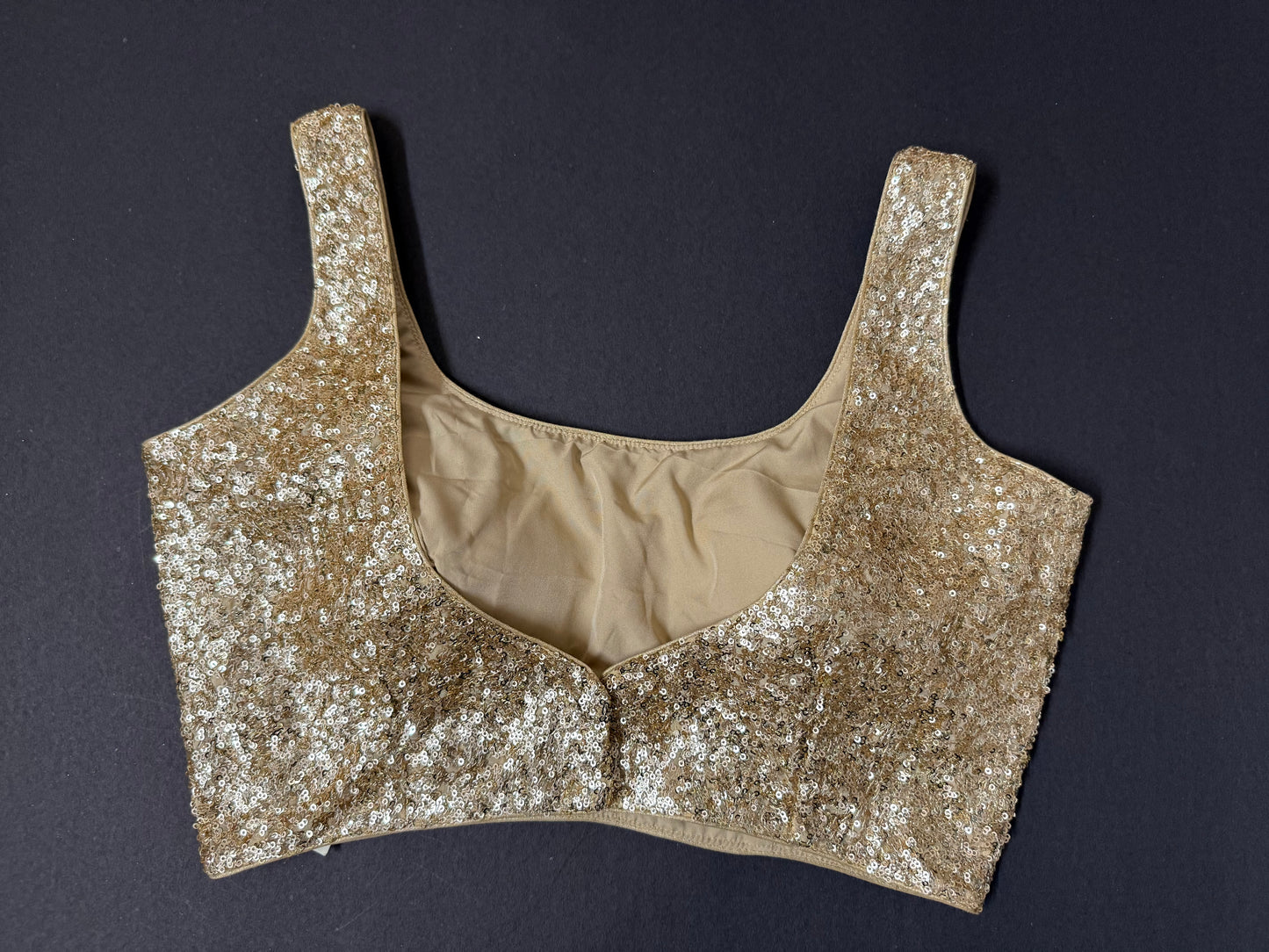 Golden sequin round neck blouse