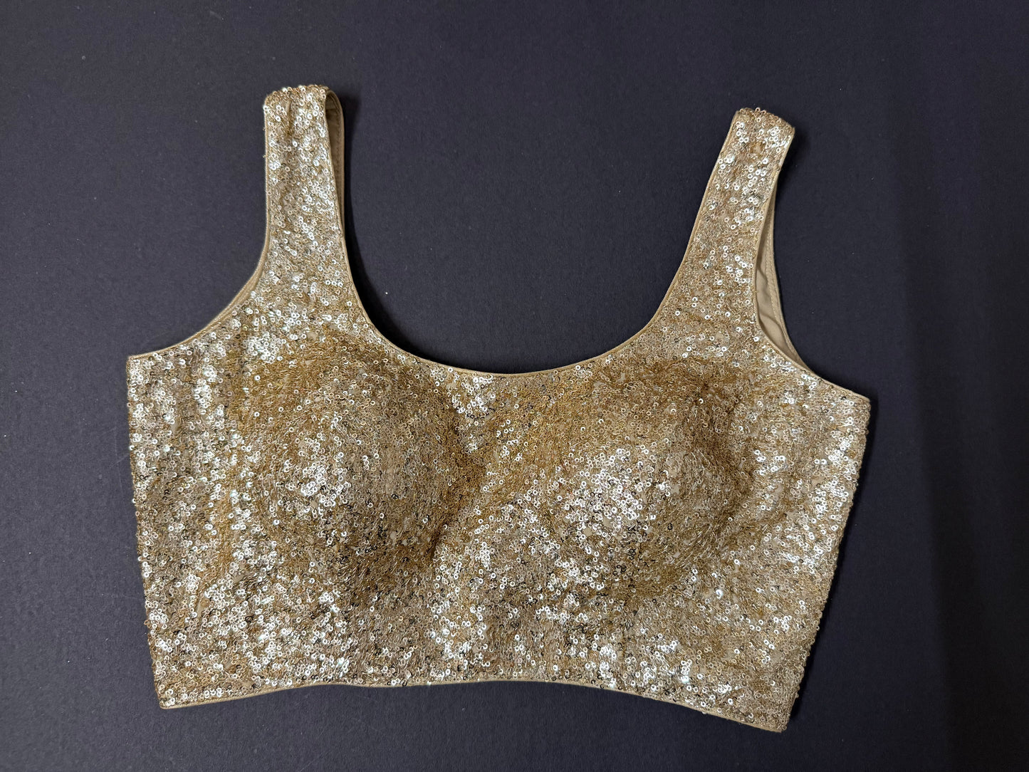 Golden sequin round neck blouse