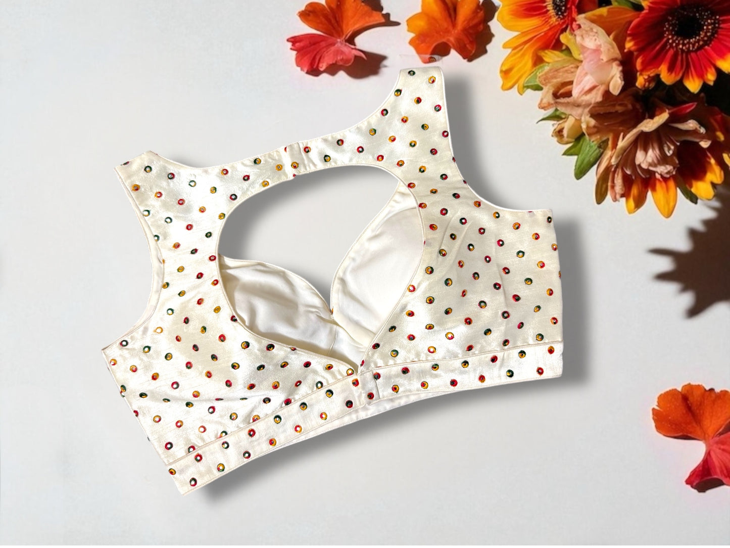 Ivory polka dot blouse