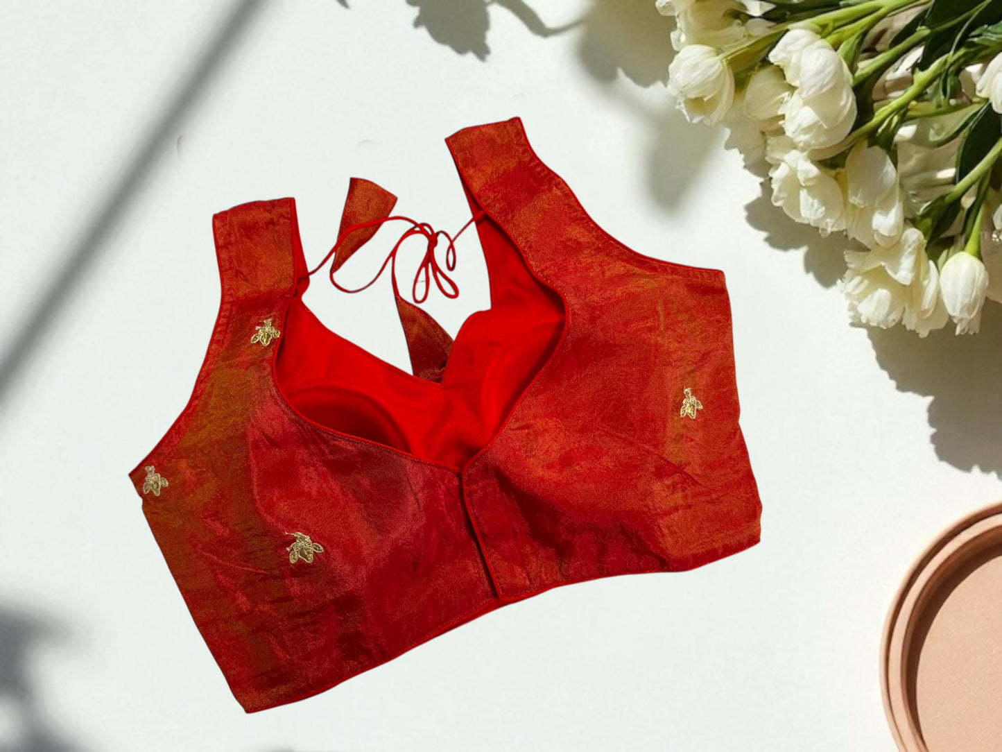 Rust orange tissue silk blouse