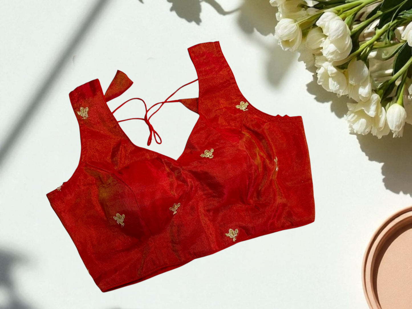 Rust orange tissue silk blouse