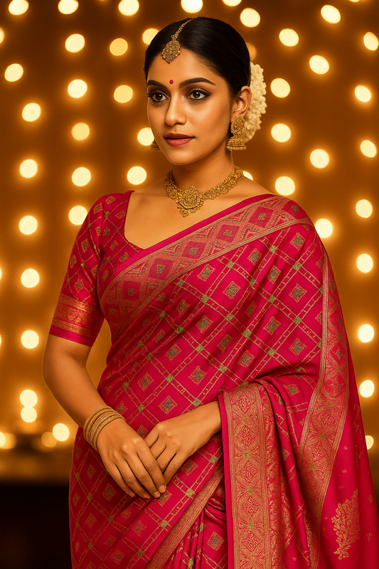 Rani Pink Banarasi Saree