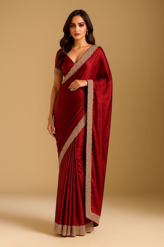 Maroon Tissue Silk Saree