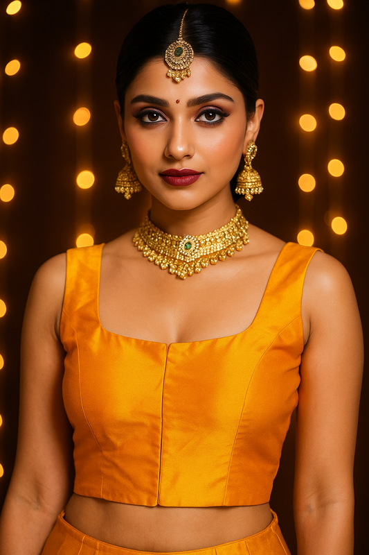 Haldi yellow silk blouse