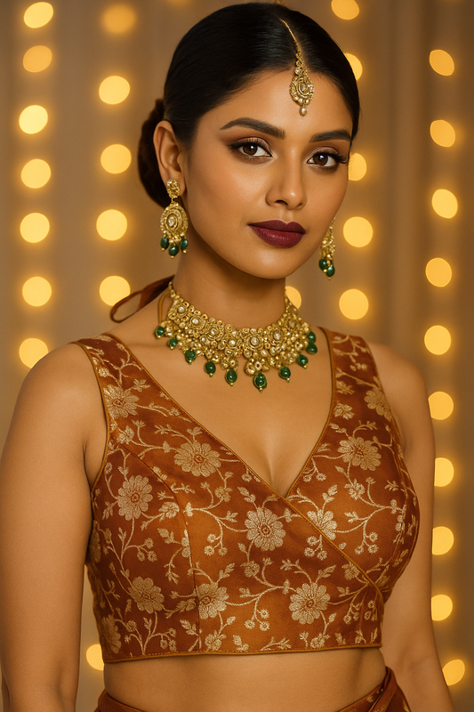 Burnt orange banarasi blouse