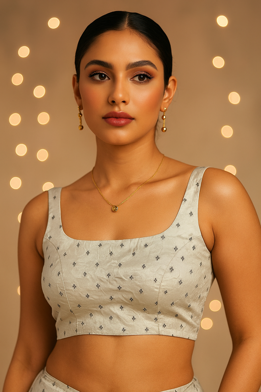 Silver sequin round neck blouse