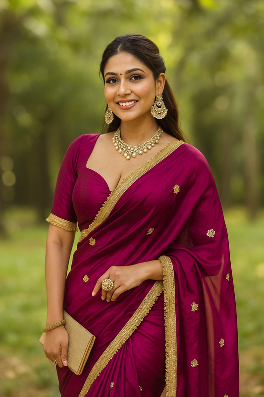Dark Violet Tissue Silk Saree
