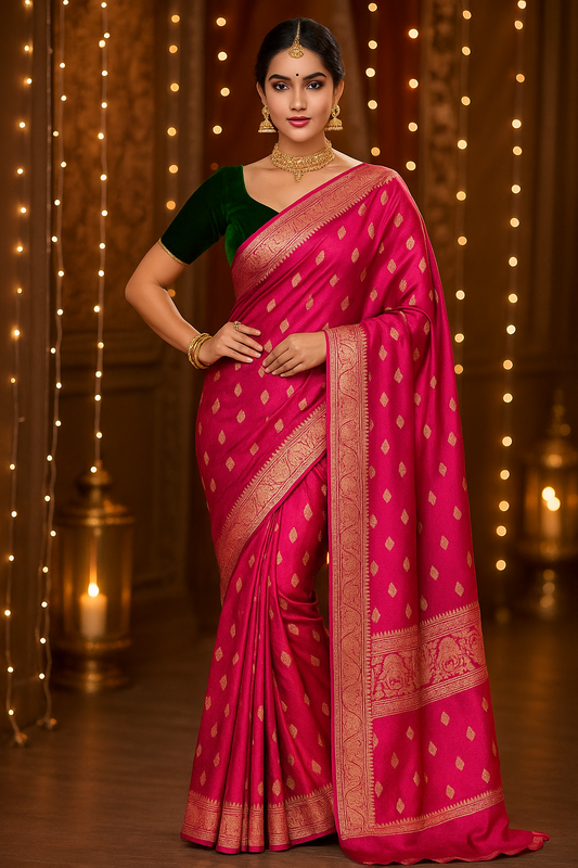 Rani Pink Banarasi Saree