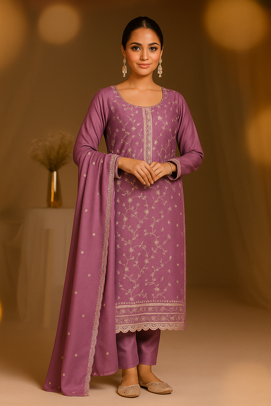 Lavender Silk Stitched Salwar Suit