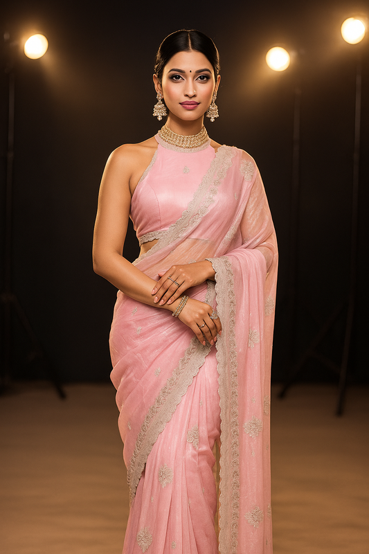 Pink Organza Saree