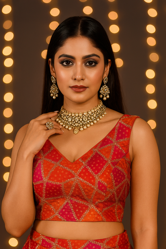Diamond Bandhni Sequin Blouse