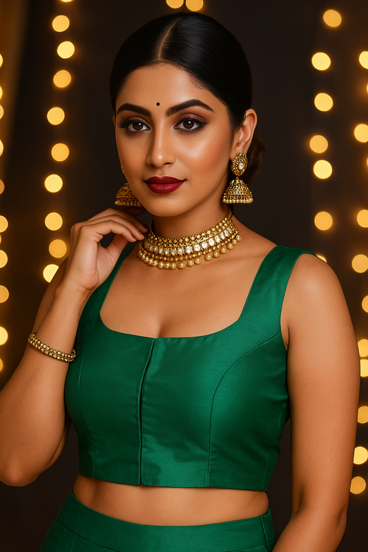 Rama green pure silk blouse