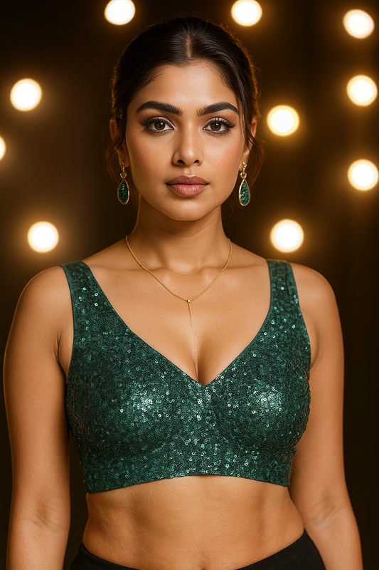 Dark green sequin blouse
