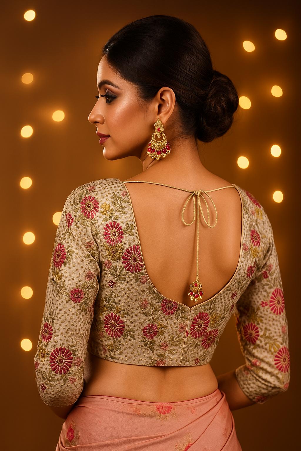 Cream floral embroidered blouse