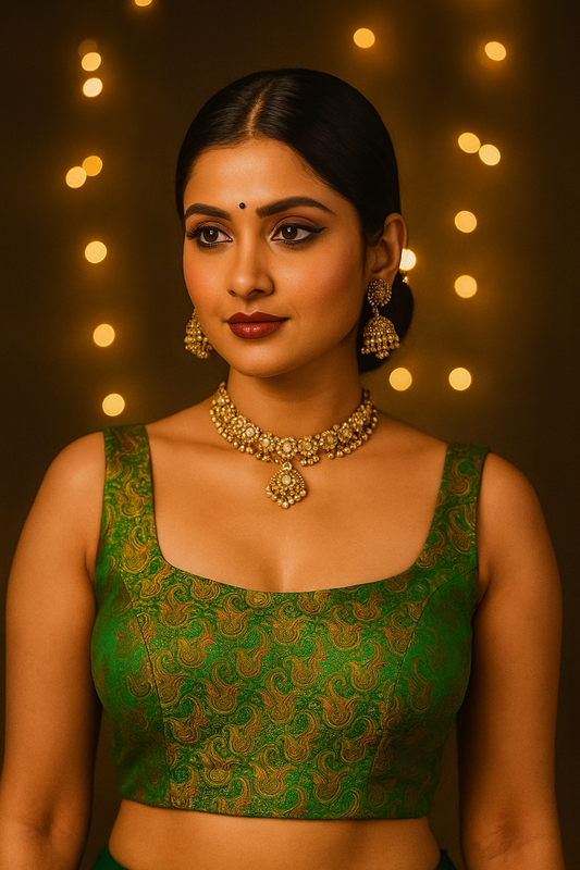 Green silk blouse