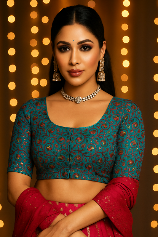 Rama green embroidered blouse