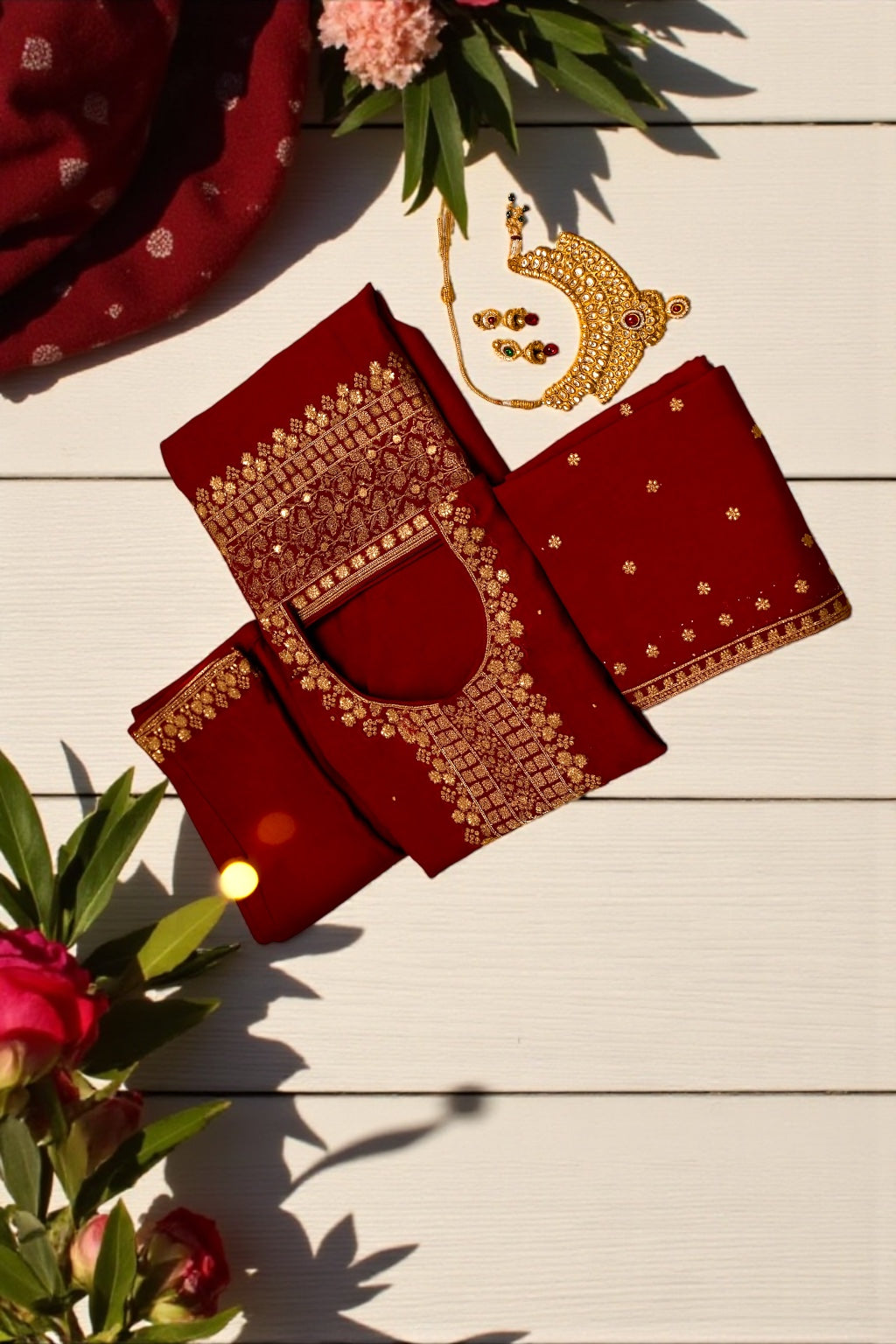 Maroon Silk Stitched Salwar Suit