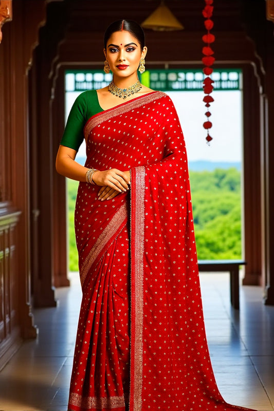 Dark Red Silk Saree