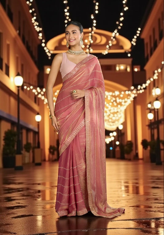 Dusty Pink Silk Saree