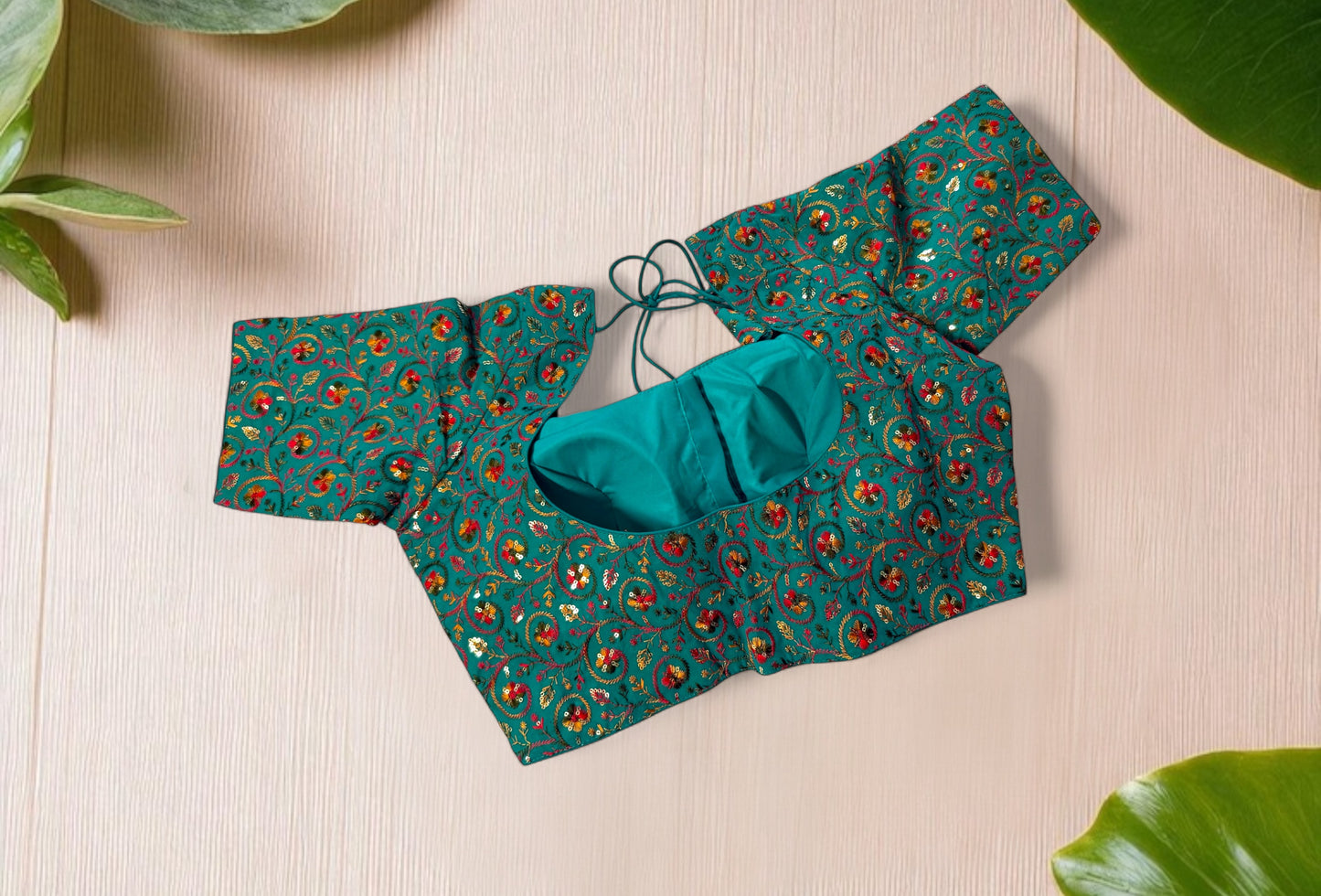 Rama green embroidered blouse
