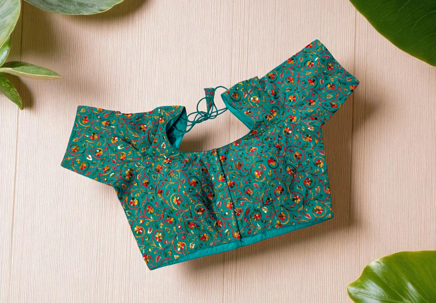Rama green embroidered blouse